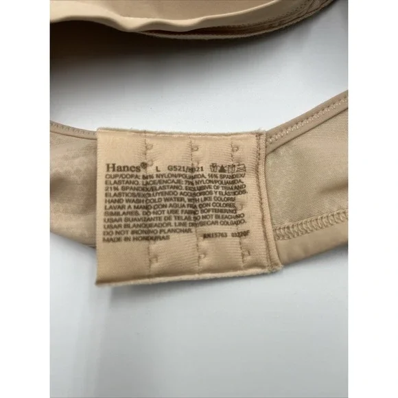 Hanes Wirefree Bra/G521/ ComfortFlex Fit Oh So Light ComfortBand/Large/Beige - Picture 6 of 9